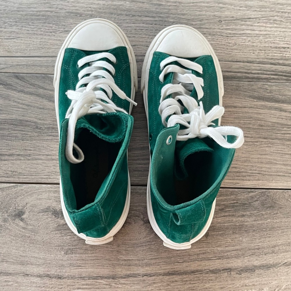 PF Flyers Center Hi Sneakers Men 8.5 Green Suede Leather High Top AA22S1AV Shoes - Picture 11 of 13